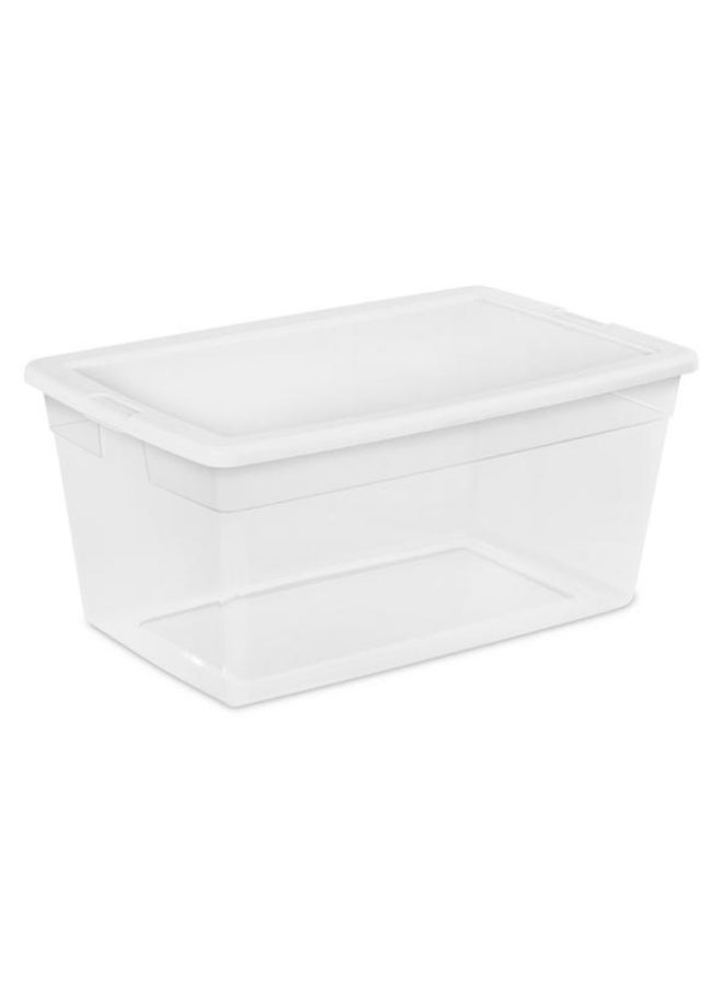 Sterilite Rectangular Stackable Storage Box Clear and White 85.1 Liter 16668004 - Image 1